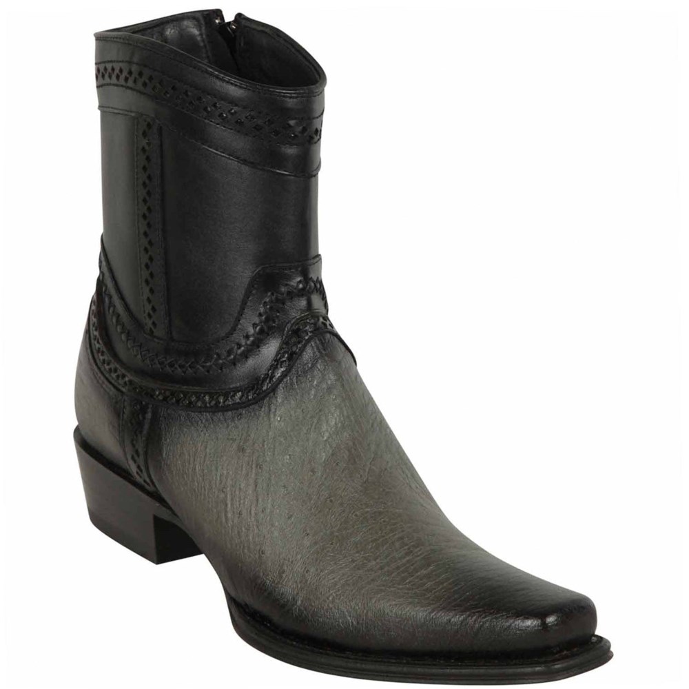 Los Altos | Grey Smooth Ostrich Short Cowboy Boots | Grey