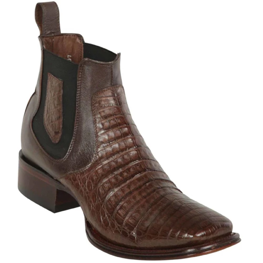 Los Altos | Short Square Toe Caiman Boots Brown | Brown