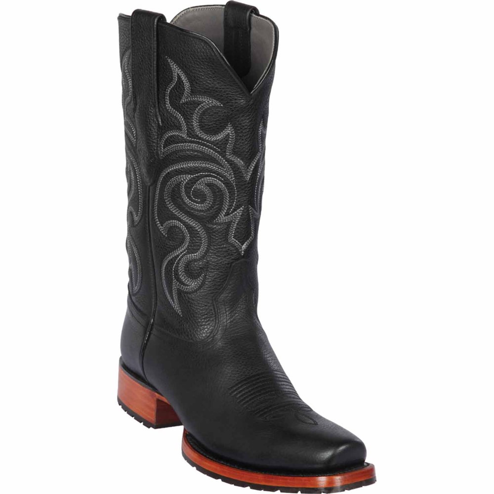 Los Altos | Black Square Toe Cowboy Boots | Black