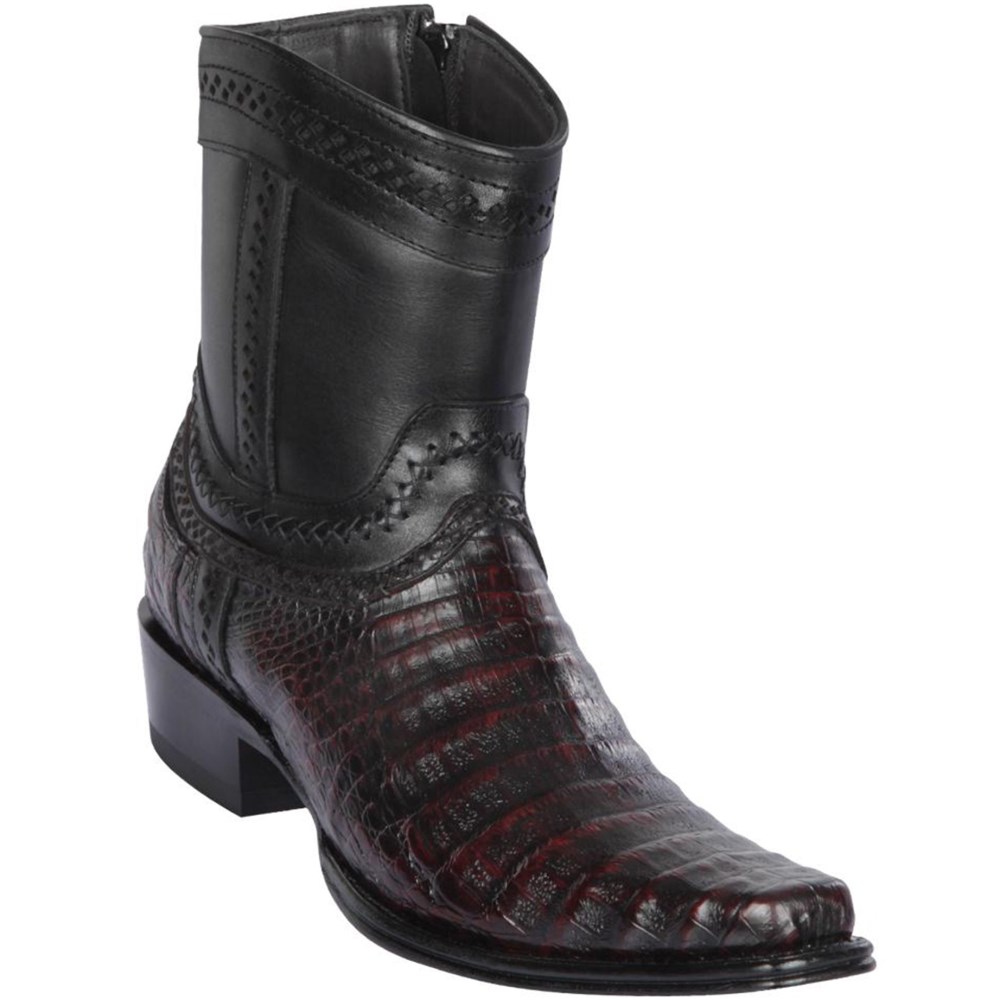 Los Altos | Caiman Belly Short Cowboy Boots Black Cherry | Black