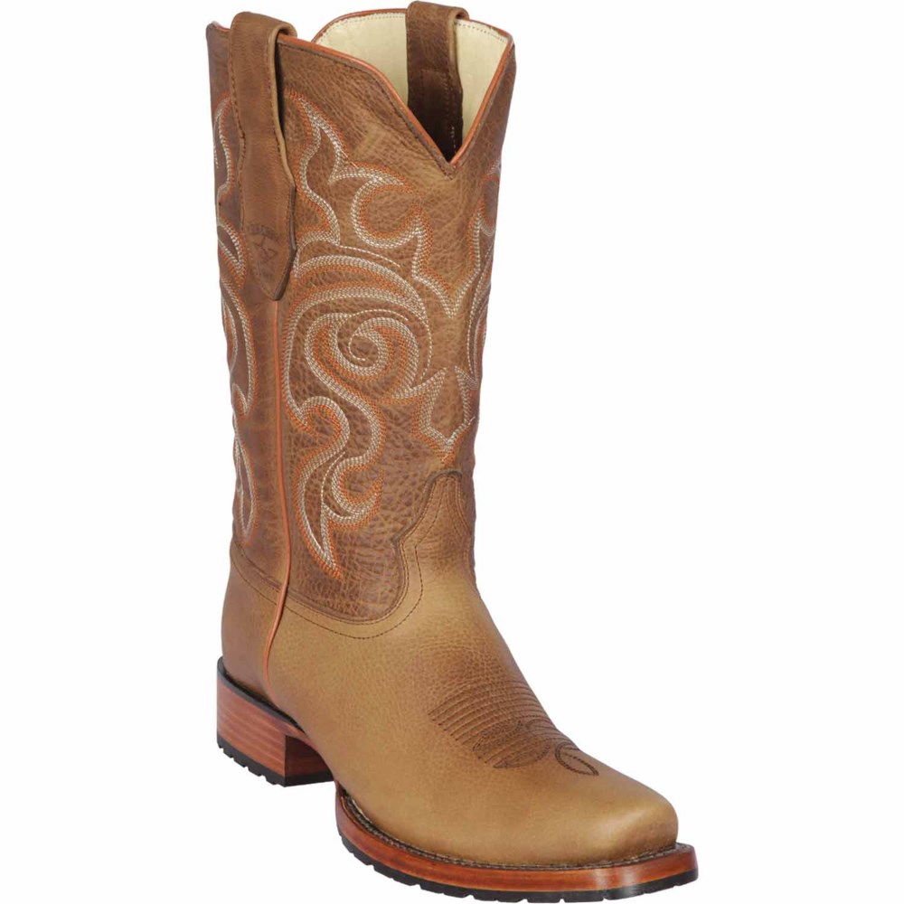 Los Altos | Honey Brown Square Toes Cowboy Boots | Brown