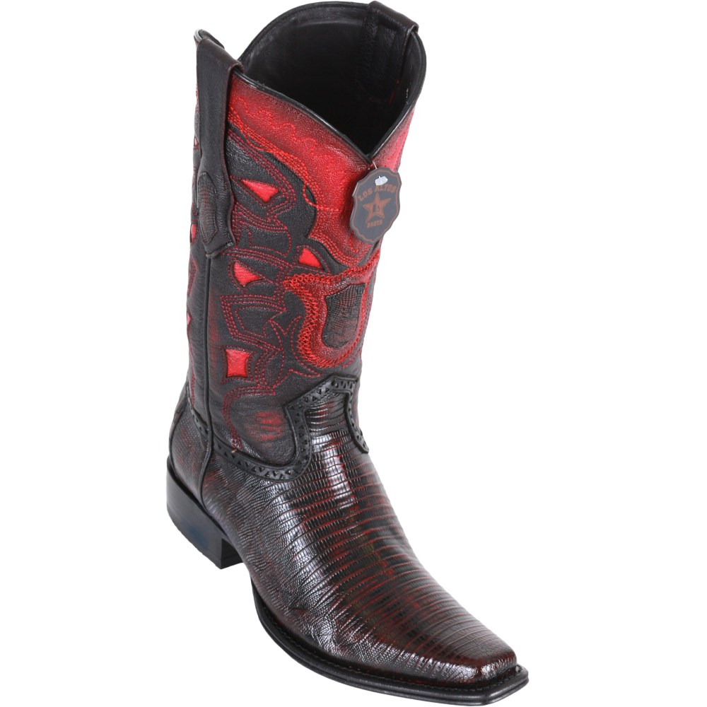 Los Altos | Lizard European Style Cowboy Boots - Black Cherry |