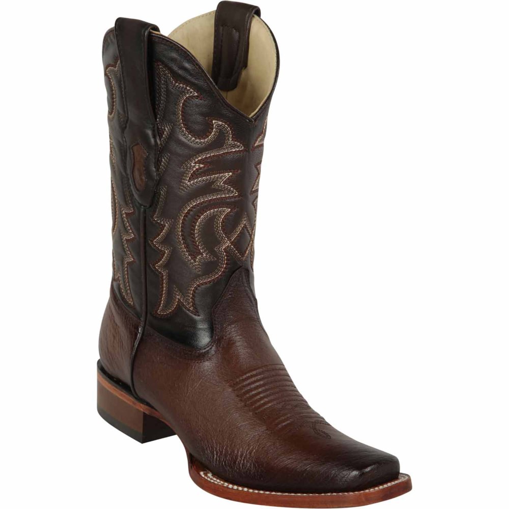 Los Altos | Square Toe Ostrich Boots | Brown