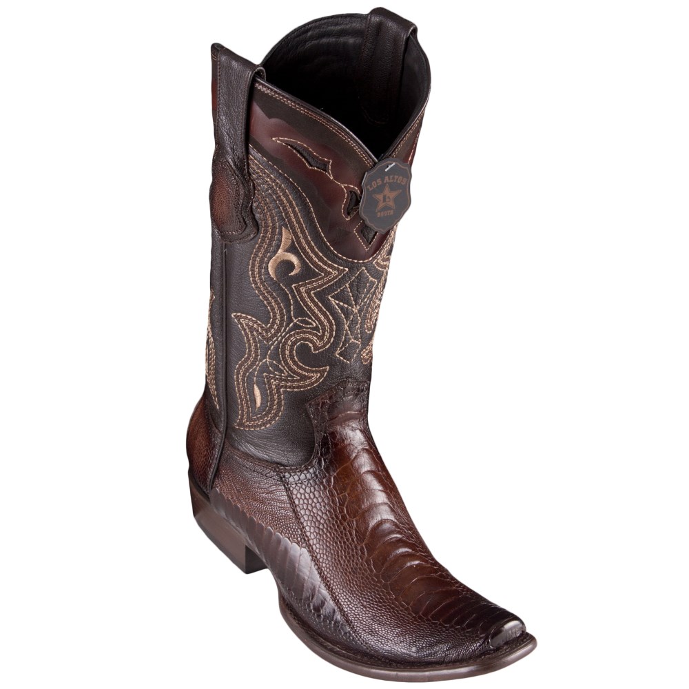 Los Altos | Brown Ostrich Leg Boots | Faded Brown