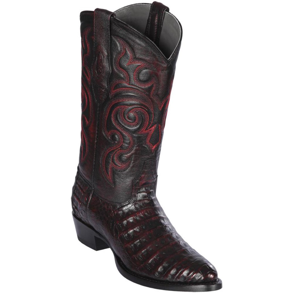 Los Altos | Black Cherry Caiman Boots R-Toe | Black Cherry