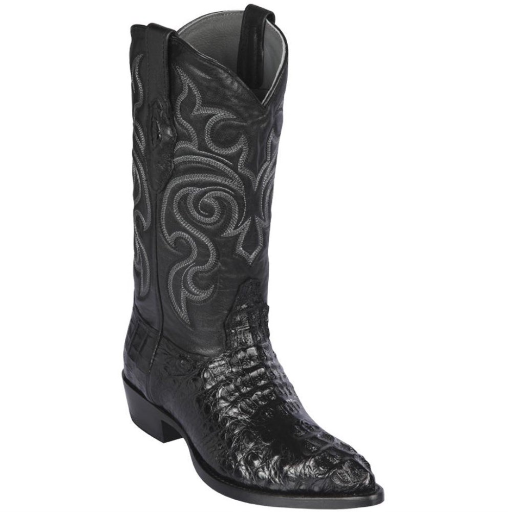 Los Altos | Caiman Hornback J-Toe Western Boots | Black