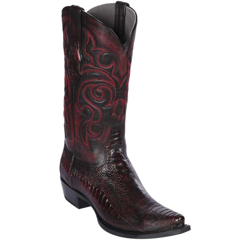 Los Altos | Black Cherry Ostrich Leg Cowboy Boots | Black Cherry