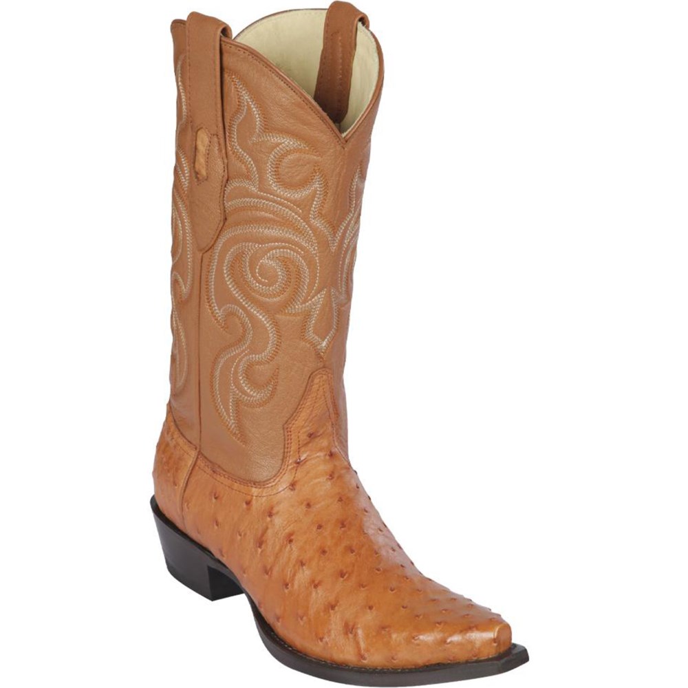 Los Altos | Cowboy Ostrich Boots Honey Snip Toe | Honey