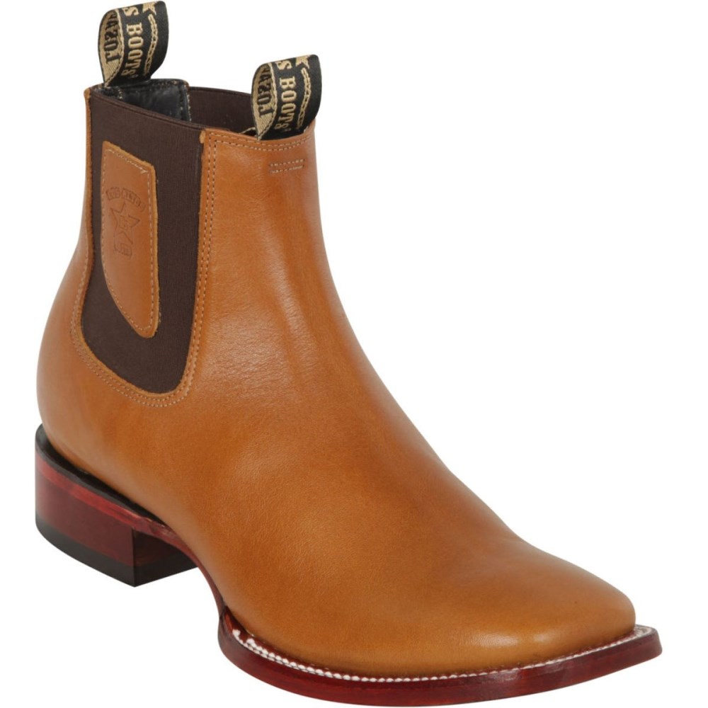 Los Altos | Belmont Honey Brown Square Toe Ankle Boots | Brown