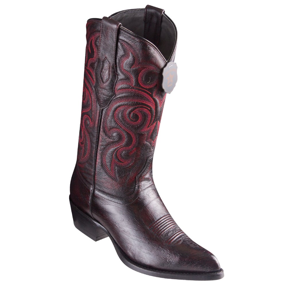 Los Altos | Black Cherry Ostrich Belly Cowboy Boots J-Toe | Blac