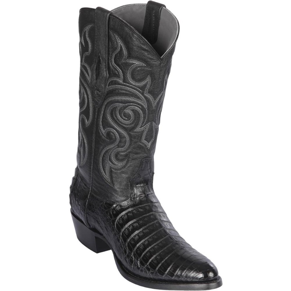 Los Altos | Black Caiman Cowboy Boots | Black