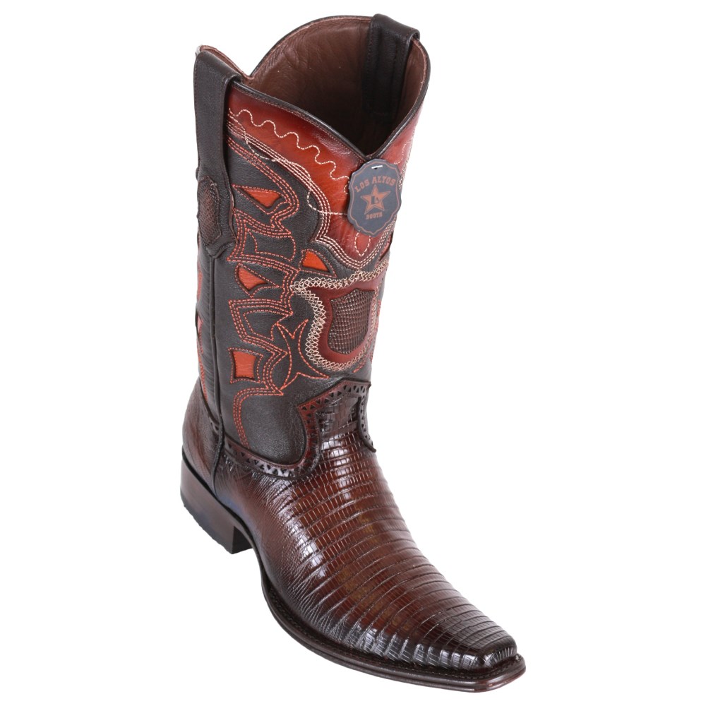 Los Altos | Lizard Teju European Toe Boots - Faded Brown | Faded