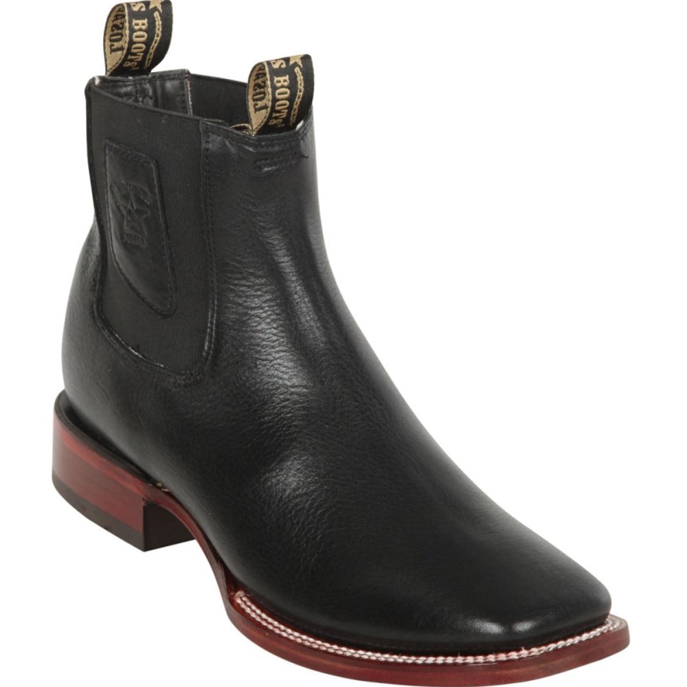 Los Altos | Belmont Black Square Toe Ankle Boots | Black