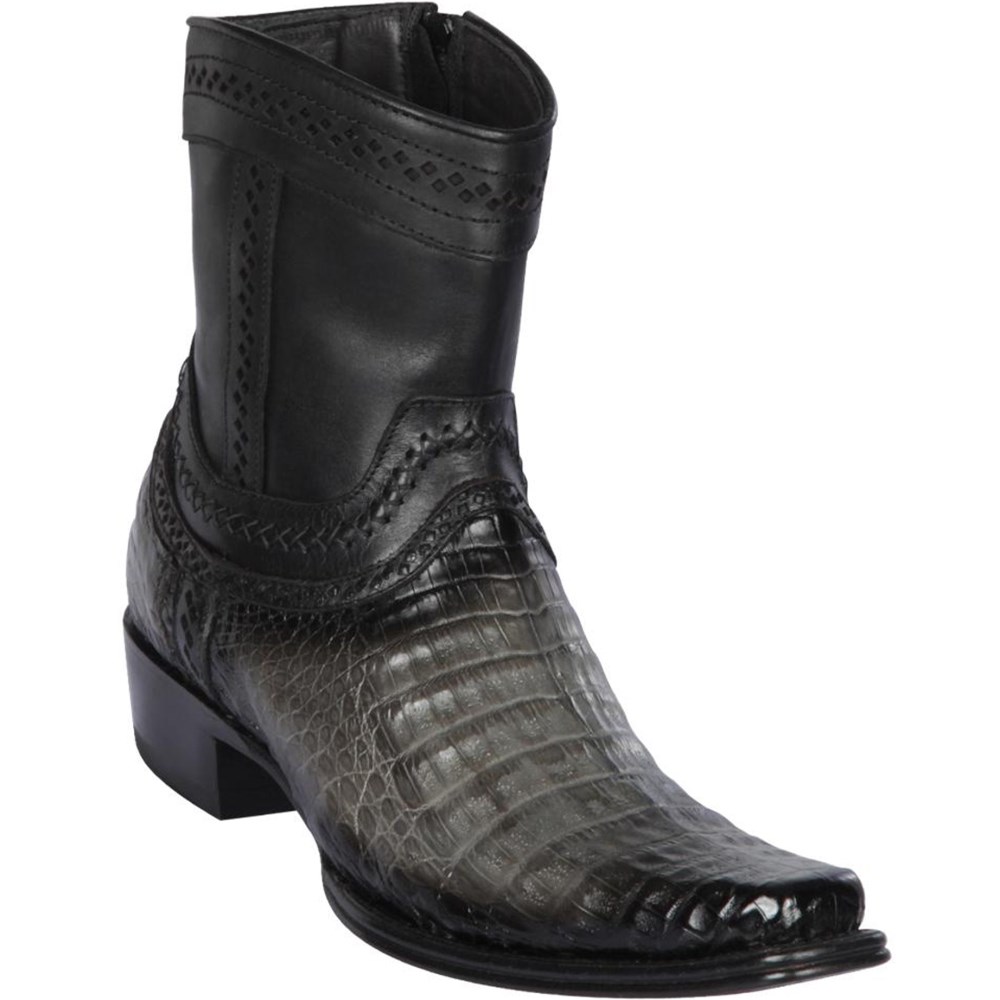 Los Altos | Short Ankle Grey Caiman Boots - European Toe | Gray