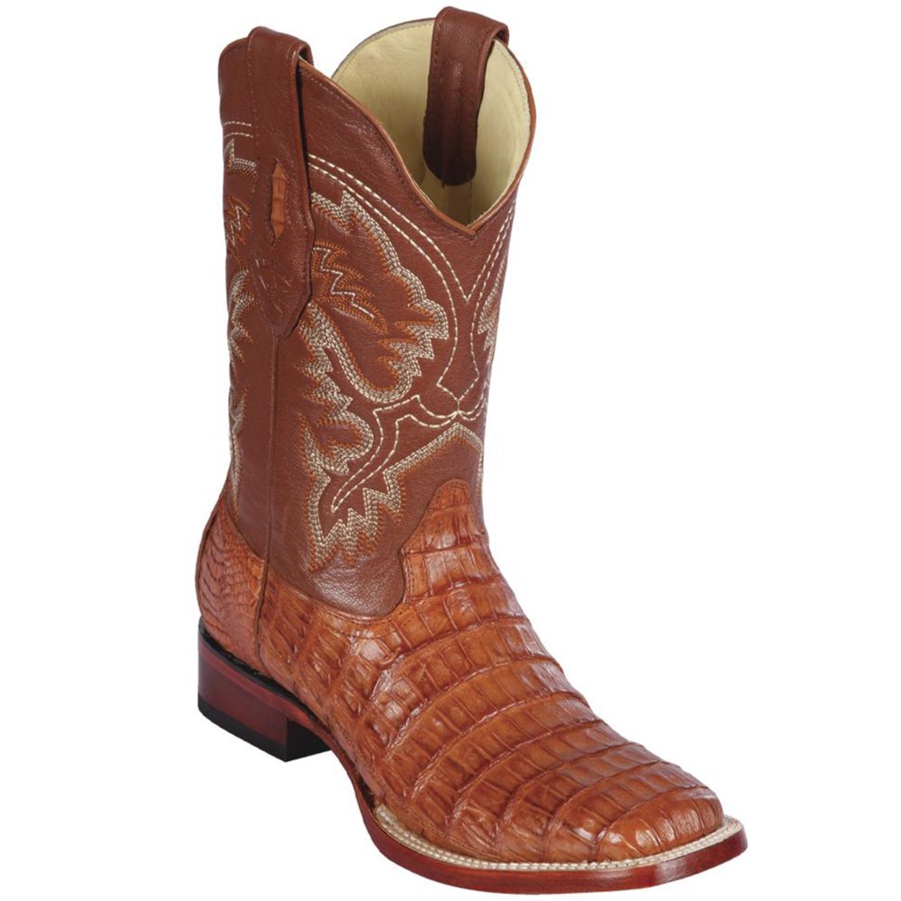 Los Altos | Caiman Square Toe Boots Cognac | Cognac