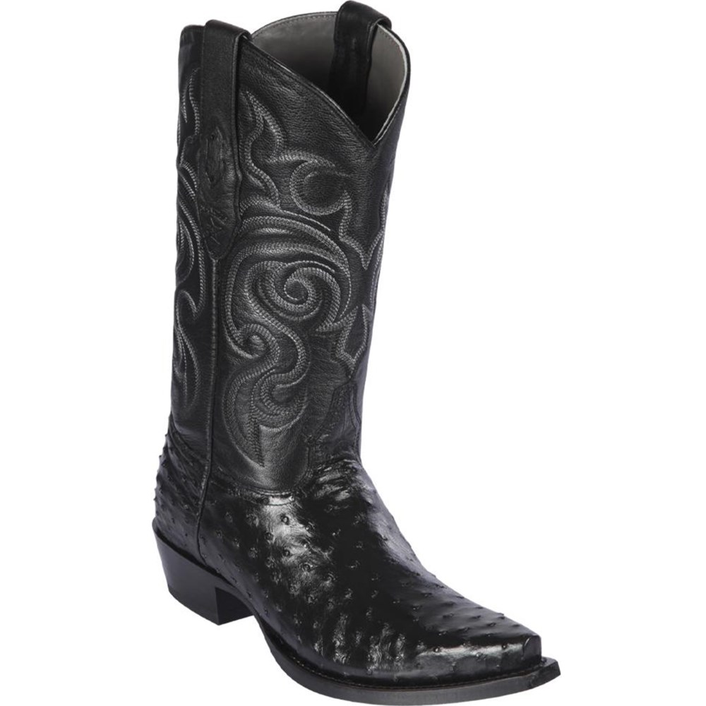 Los Altos | Mens Black Ostrich Boots | Black