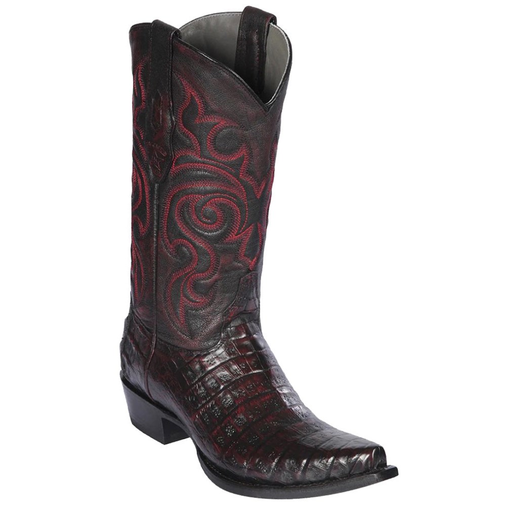 Los Altos | Black Cherry Caiman Snip Toe Cowboy Boots | Black Ch