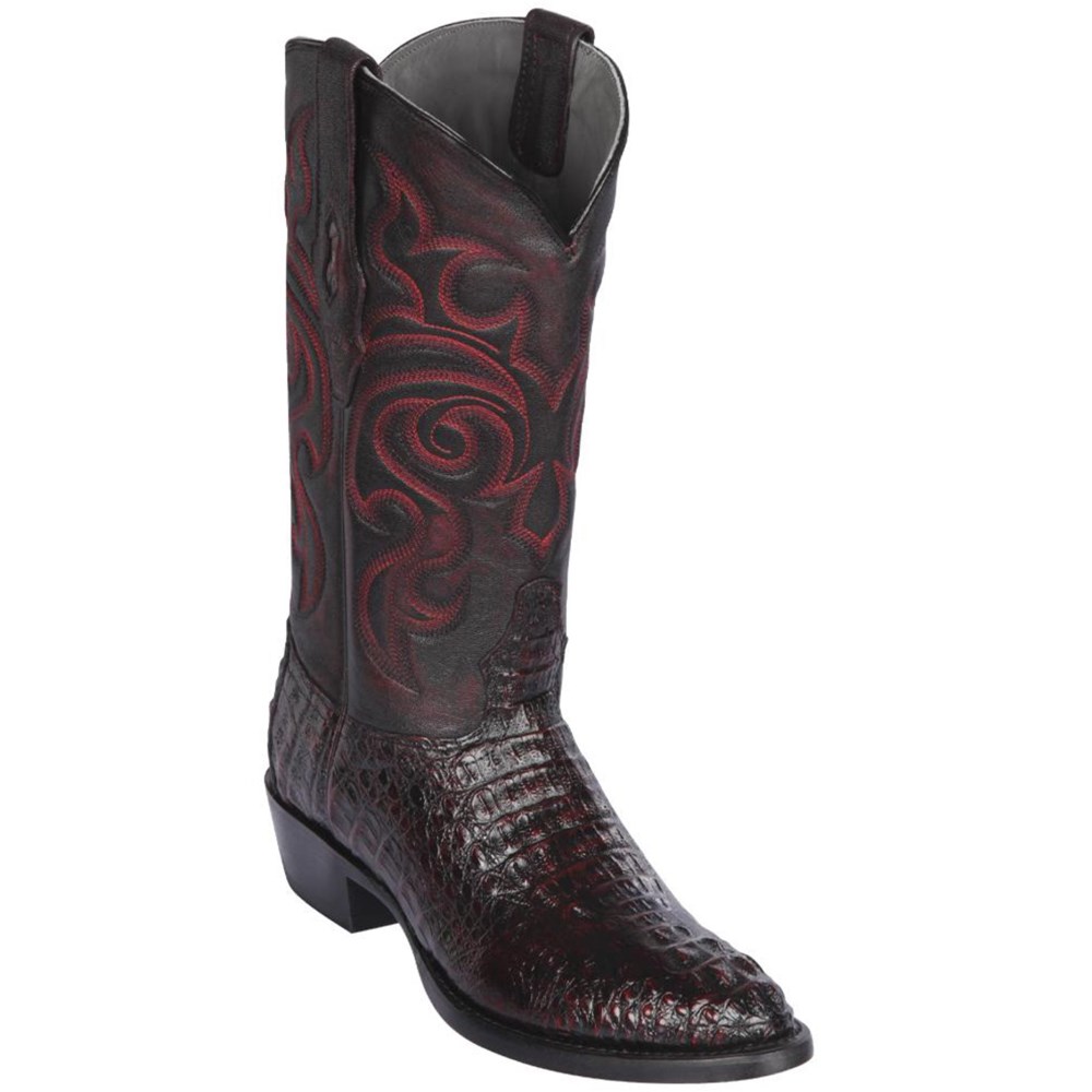 Los Altos | Caiman Hornback Western Boots | Black Cherry