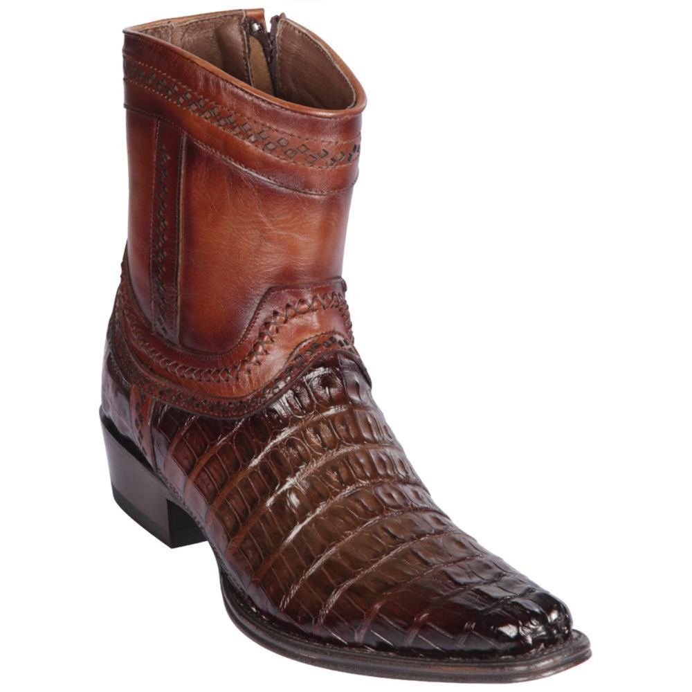 Los Altos | Caiman Tail Mens European Square Toe Boots | Brown