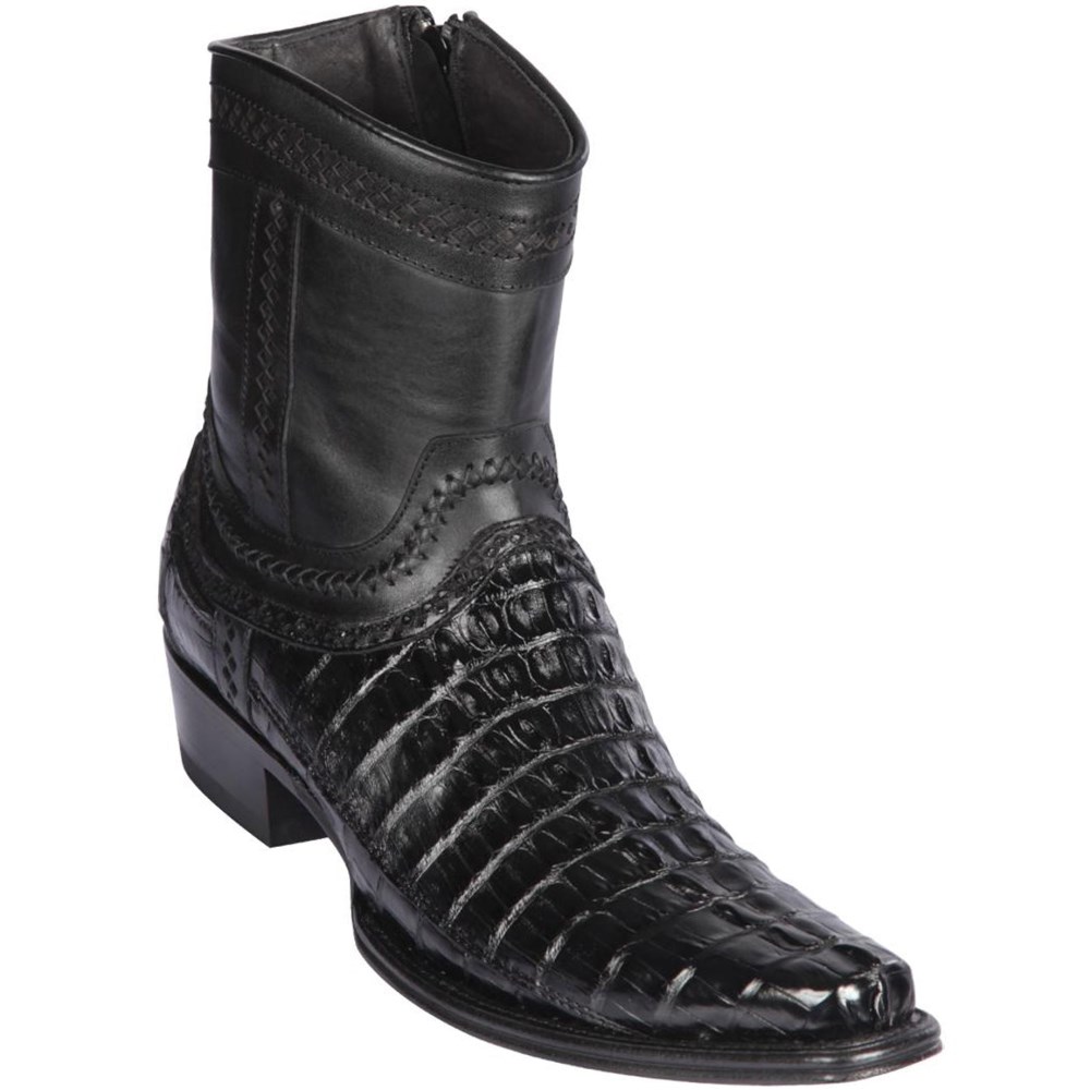 Los Altos | Caiman Tail Short Black Boots | Black